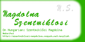 magdolna szentmiklosi business card